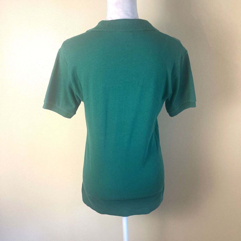 Vintage 1990s Ralph Lauren Green Polo Top M Crest Logo Preppy Old School Classic - Picture 3 of 8